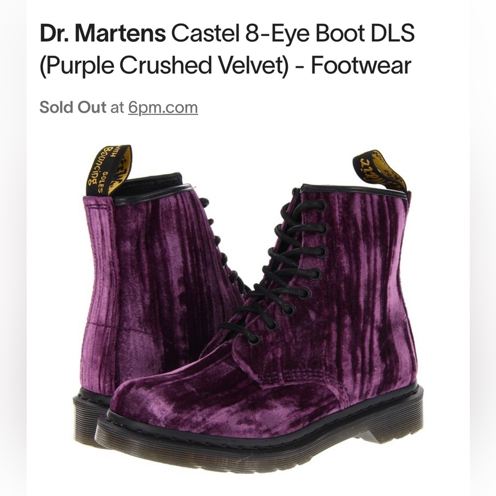 Dr. Martens Castel 8-Eye Boot DLS (Purple Crushed Velvet)
